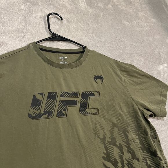 Venum UFC Shirt Mens Large Green Training Gym MMA Tee Short Sleeve Performance - Picture 2 of 5